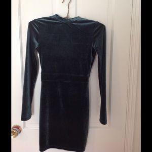 Velvety green/teal fitted dress
